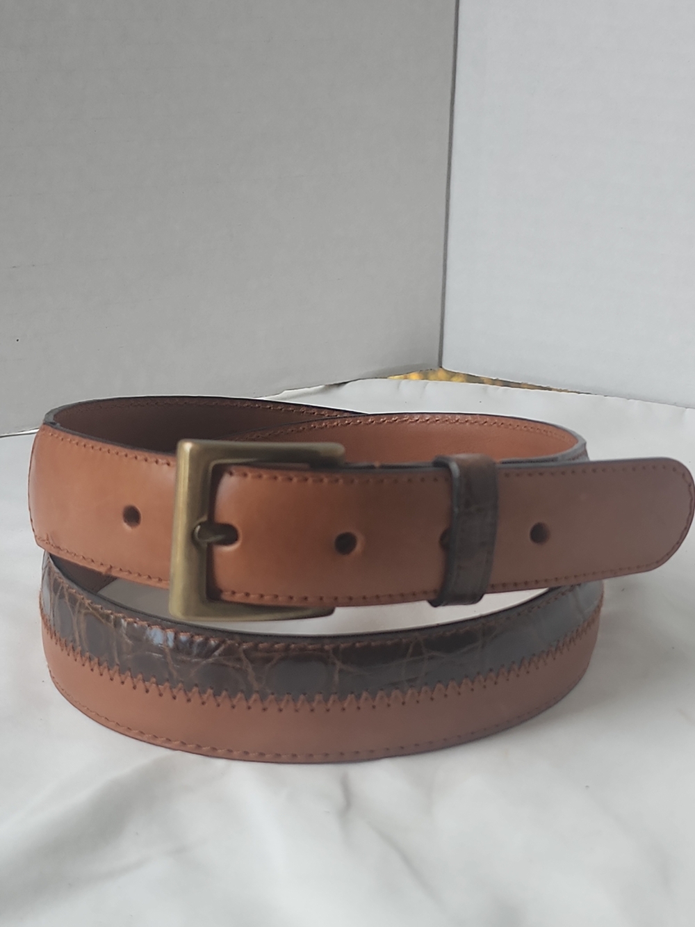 James of London Two-tone Layer Alligator Leather Belt Size 36 / 90 England